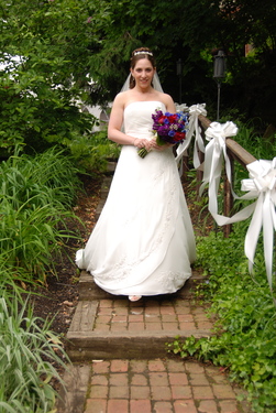cornwall bride walking down stairwell