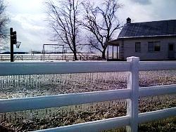 amish schoolhouse in winter