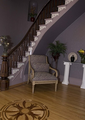 ornate purple staircase