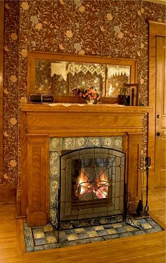 Ornate fireplace in room