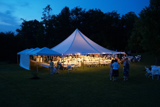 Outdoor wedding tent night