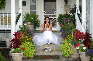 Bride on Harmony Hill porch