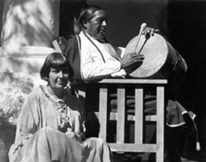 Mabel Dodge and Tony Luhan outside Los Gallos