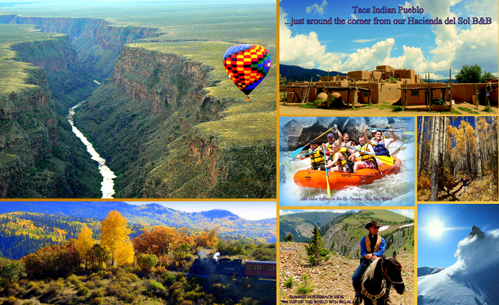 Taos Gorge, Horseback riding in the mountains, Taos Pueblo, White water rafting, Elopement packages