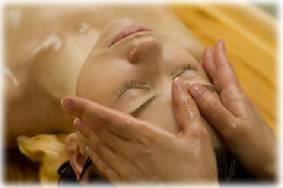 woman girl at spa getting a head massage or facial