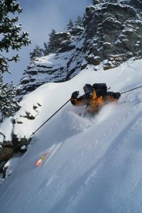 skiing in new snow
