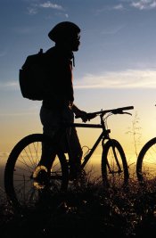 biking at sunset