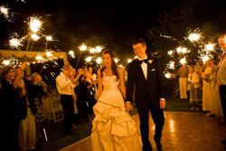 night wedding with sparklers