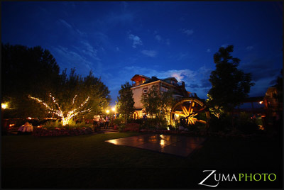 Johnson Mill lit up at night