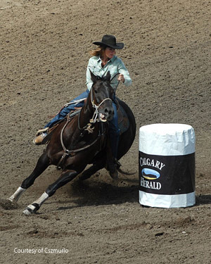  Barrel racing at the Calgary Stampede. Photo by Chuck Szmurlo taken July 10, 2007 at the Calgary Stampede