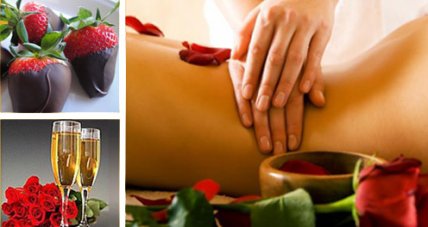Chocolate covered strawberries, in-room massage, champagne
