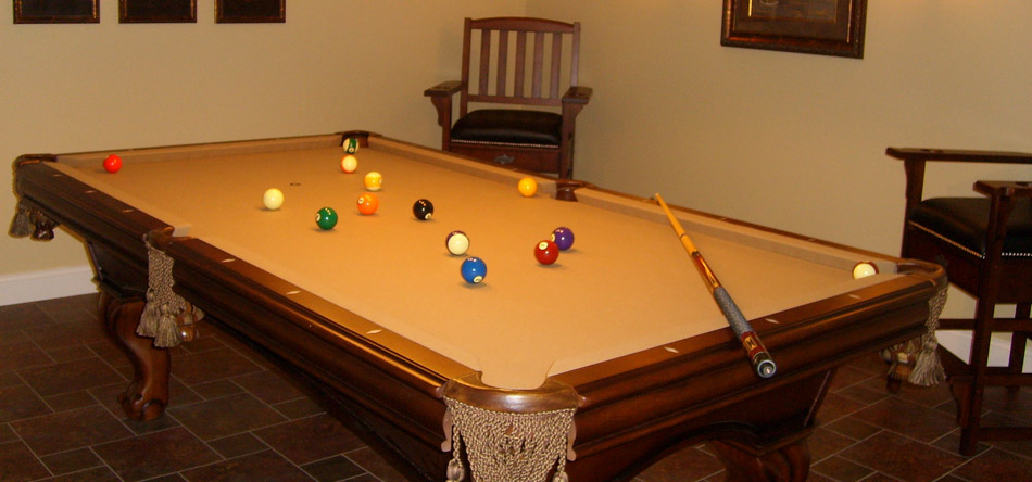 Pool table and chair