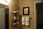 Bathroom area with birdcage