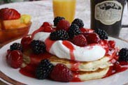 Gourmet pancakes and orange juice at The Barn Inn bed & breakfast