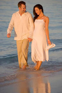 Couple walking on beach