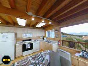 Alaska Adventure Cabins Dovetail Cabin kitchen 360 view