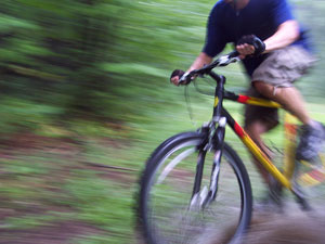 man mountain biking