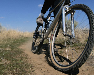 closeup of mountain bike tire