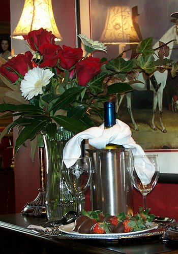 Flowers and wine
