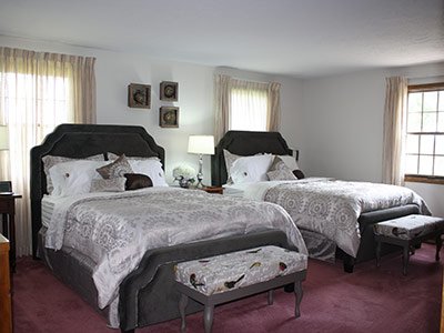Gardener's Suite twin beds at Apple Hill at the Barn Inn Bed and Breakfast in Millersburg, Ohio