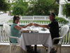 Guests eating on porch