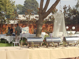outdoor catered wedding meal