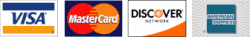 We Accept Mastercard, Visa, Discover, and American Express