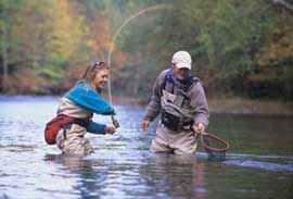 Couple trout fishing