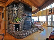 fireplace with suit of armor
