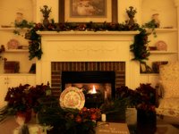 fireplace with Christmas decorations