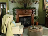 fireplace and armchair
