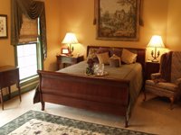 bed and armchair