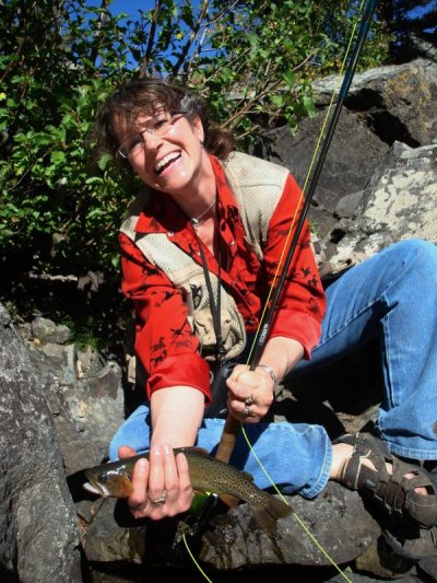 fishing for cutthroat trout on Hellroaring Creek, Yellowstone National park 