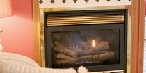 fireplace and armchair