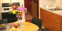 kitchen table with flowers