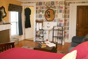 opposite wall with library decoration