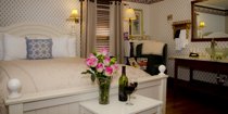 dresser and fireplace