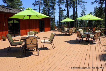 Large Timbered Deck at Swan Hill Bed and Breakfast in Polson Montana