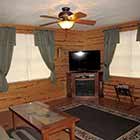 Living area in Triple Oaks Cabin at Hochatown Junction in Broken Bow, OK