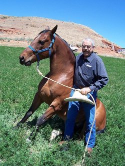 Jerry with Stormy at k3 guest ranch bed and breakfast