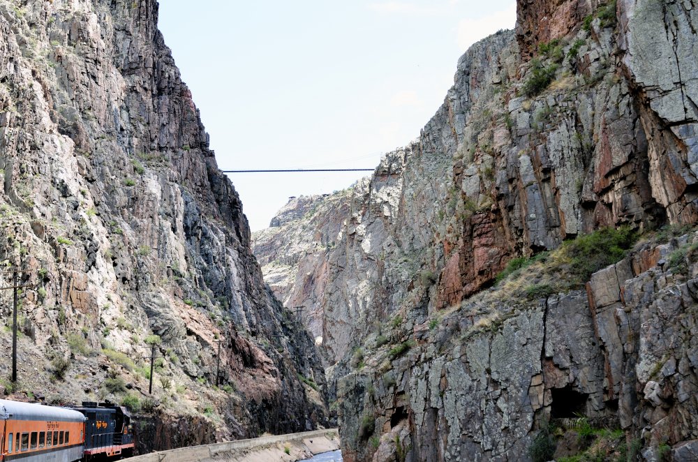 View of the Royal Gorge Bridge from the Train