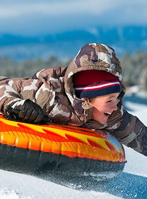 Sledding at Pine Knot Guest Ranch in Big Bear Lake, California