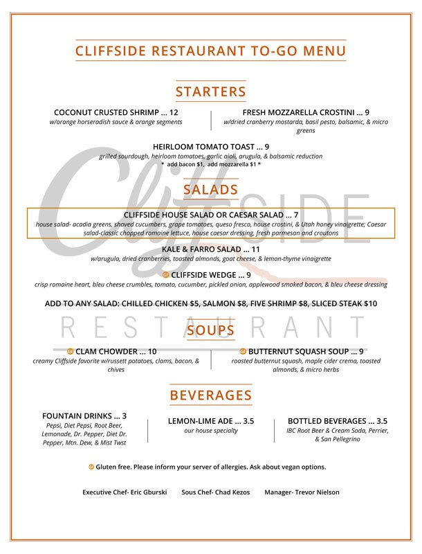 Cliffside Restaurant at the Inn on the Cliff in St. Utah